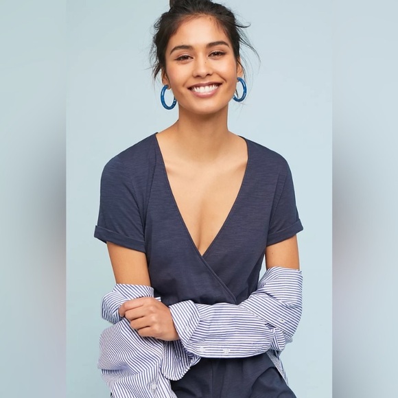 Anthropologie Saturday Sunday Elmira Navy Blue Wide Leg Jumpsuit Size XS - Picture 3 of 9